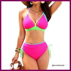 Nylon Spandex Tummy Control Bikini Set with Drawstring Adjustable